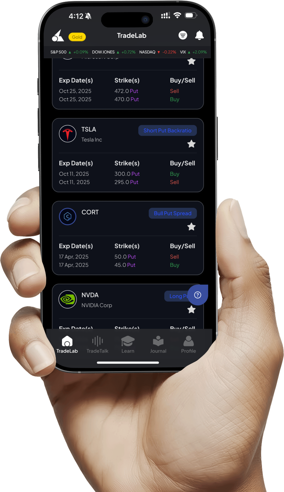 TradeLab dark interface